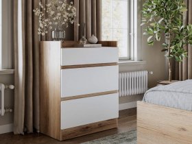 Комод 3 ящика Брауни (дуб делано/белый) в Чернаково - chernakovo.mebel-nsk.ru | фото