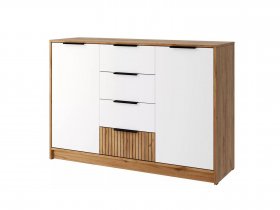 Комод КМ-002 Ивис (дуб крафт золотой/белый) в Чернаково - chernakovo.mebel-nsk.ru | фото