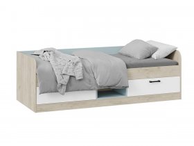 Кровать комбинированная «Оливер» Тип 1 401.003.000 (дуб крафт серый/белый/серо-голубой) в Чернаково - chernakovo.mebel-nsk.ru | фото
