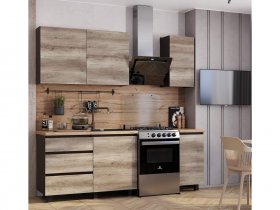 Кухонный гарнитур Энигма 1,6м (венге/дуб каньон) в Чернаково - chernakovo.mebel-nsk.ru | фото