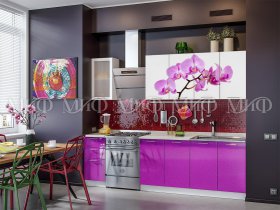 Кухонный гарнитур Орхидея (фиолетовый) в Чернаково - chernakovo.mebel-nsk.ru | фото
