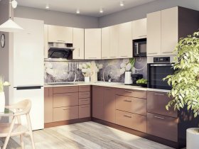 Модульная кухня Классика (ваниль/шоколад) в Чернаково - chernakovo.mebel-nsk.ru | фото