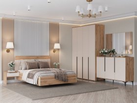 Модульная спальня Сицилия (дуб альпийский/тефия) в Чернаково - chernakovo.mebel-nsk.ru | фото