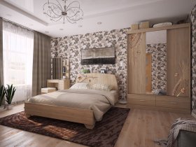 Модульная спальня Виктория-1 (дуб сонома) в Чернаково - chernakovo.mebel-nsk.ru | фото
