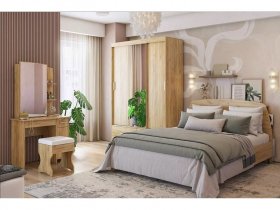 Модульная спальня Виктория-1 (дуб крафт золотой) в Чернаково - chernakovo.mebel-nsk.ru | фото