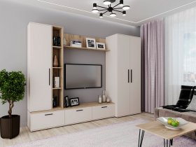 Модульная стенка Верона (сатин/дуб крафт серый) в Чернаково - chernakovo.mebel-nsk.ru | фото