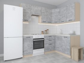 Модульная угловая кухня 1,4м*2,1м Лада (цемент) в Чернаково - chernakovo.mebel-nsk.ru | фото