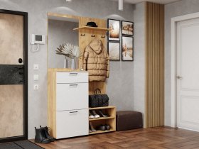 Прихожая Монтана (дуб крафт золотой/белый) в Чернаково - chernakovo.mebel-nsk.ru | фото