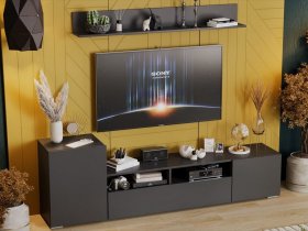 Стенка «Сильвия» (графит серый) в Чернаково - chernakovo.mebel-nsk.ru | фото