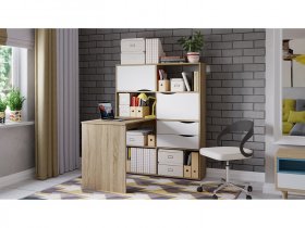 Стол письменный тип 7 (дуб сонома/белый ясень) в Чернаково - chernakovo.mebel-nsk.ru | фото
