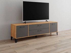 Тумба под ТВ Парус-13 (дуб крафт золотой/графит серый) в Чернаково - chernakovo.mebel-nsk.ru | фото