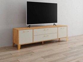 Тумба под ТВ Парус-13 (дуб крафт золотой/кашемир) в Чернаково - chernakovo.mebel-nsk.ru | фото